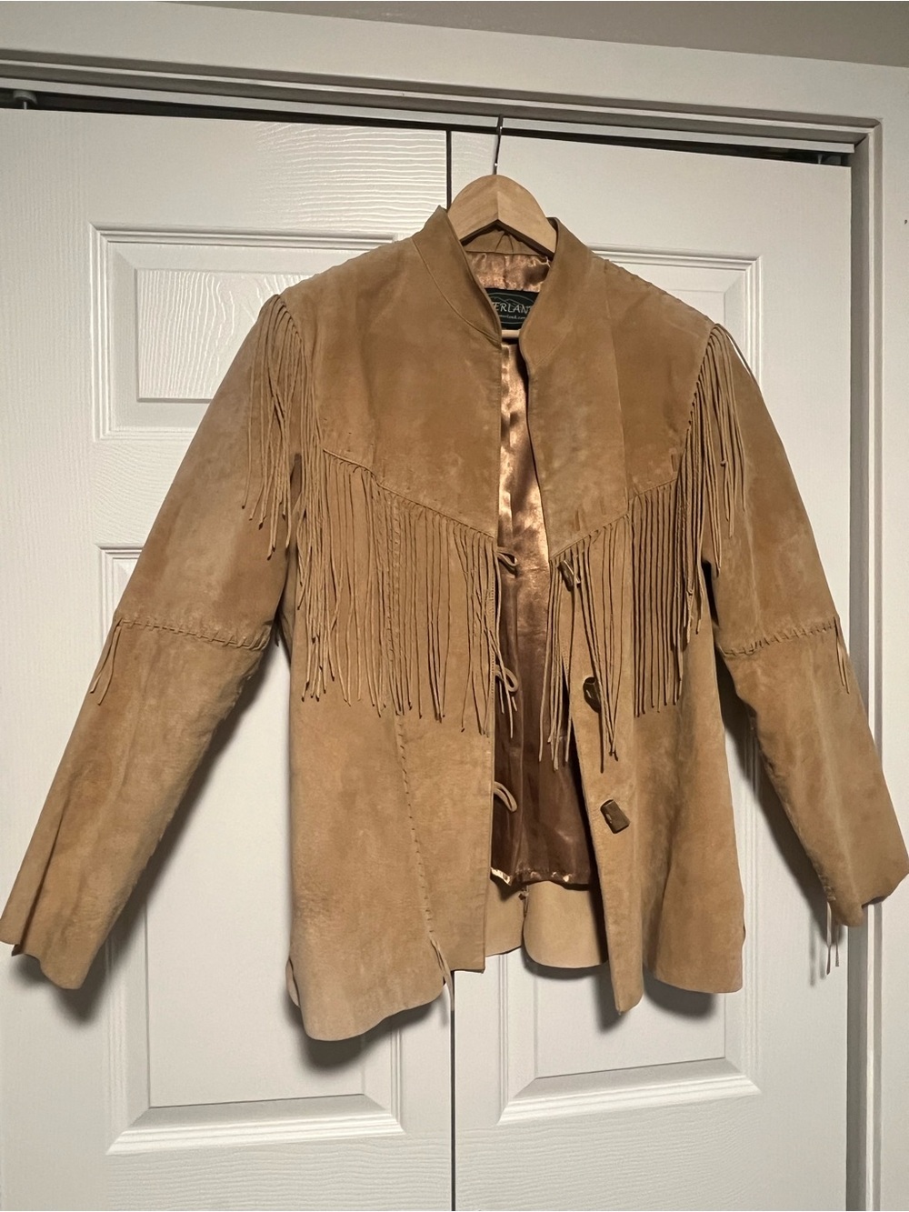 Fringed Suede Leather Jacket - Tan Women's Coat